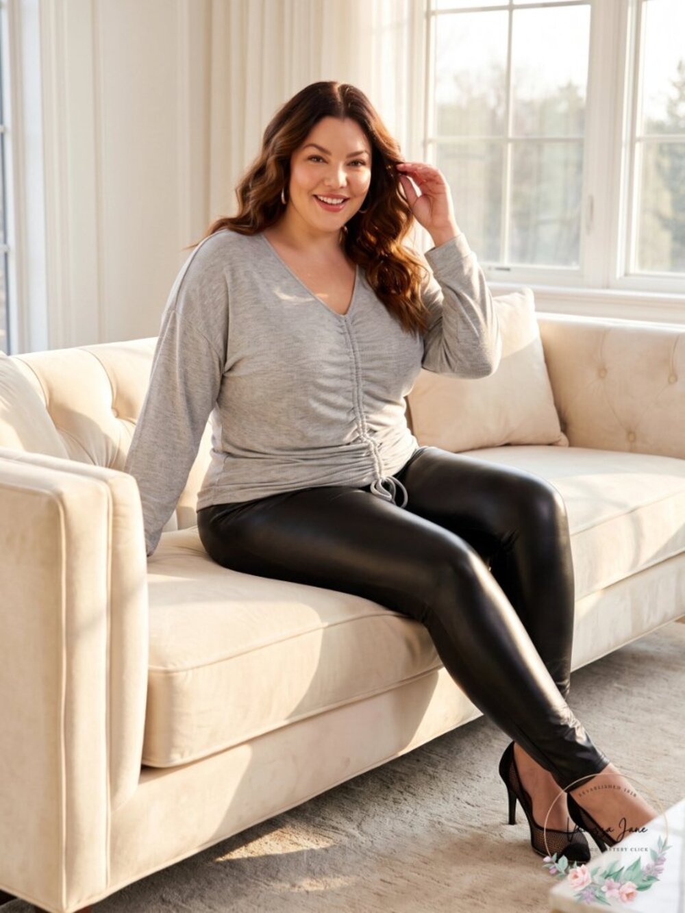 Derek Heart Trendy Plus Size Ruched-Front Top - Picture 2 of 3